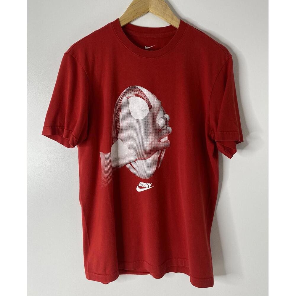 Nike Rugby Shirt Adult Medium Red & White Swoosh Medium Rare